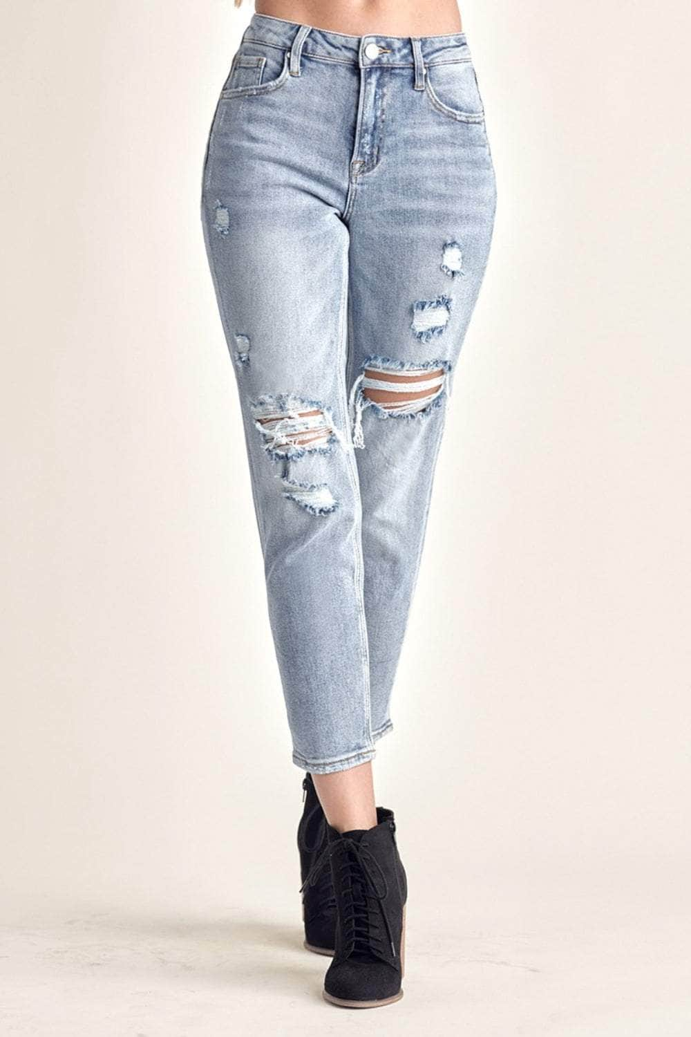 RISEN Distressed Slim Cropped Jeans MEDIUM / 1