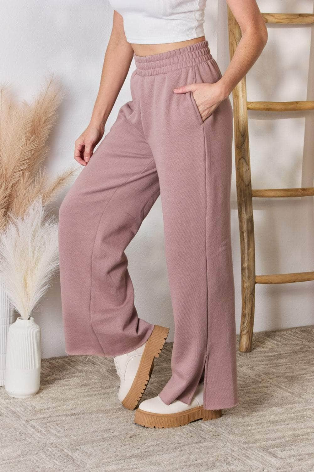 RISEN High Waist Slit Wide Leg pants