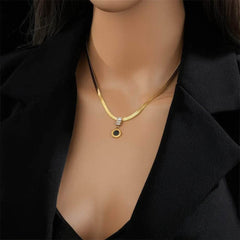 Roman Numerals Long Pendant Necklace - Vintage Snake Chain Jewelry for Women N1795