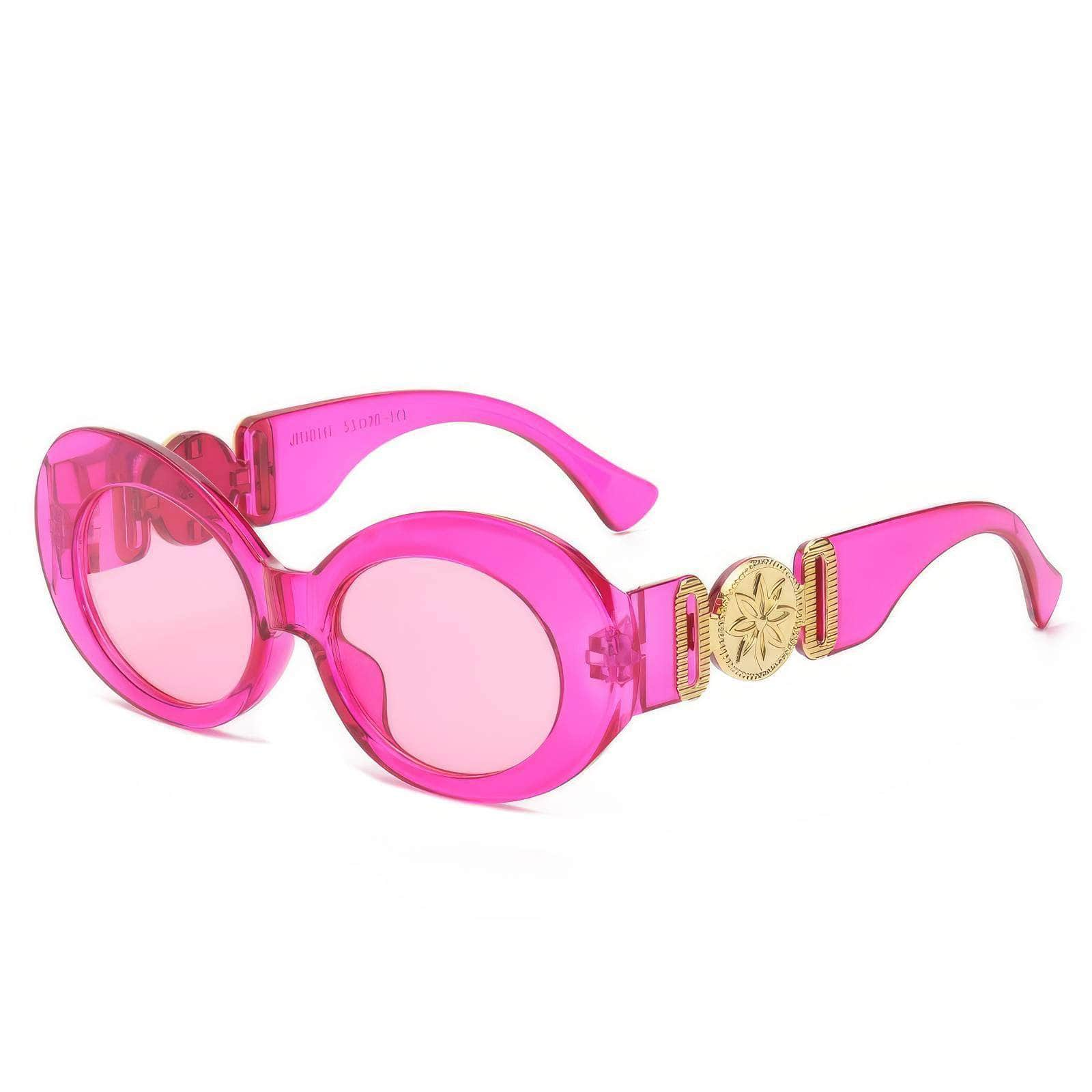 Rose Oval Frame Sunglasses Purple/Pink / Resin