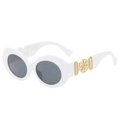 Rose Oval Frame Sunglasses White/Gray / Resin