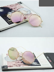 Round Cat Eye Sunglasses Pink/gold / Resin
