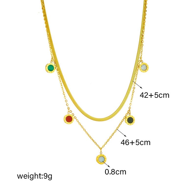 Round Colorful Roman Numeral Pendant Necklace N2074