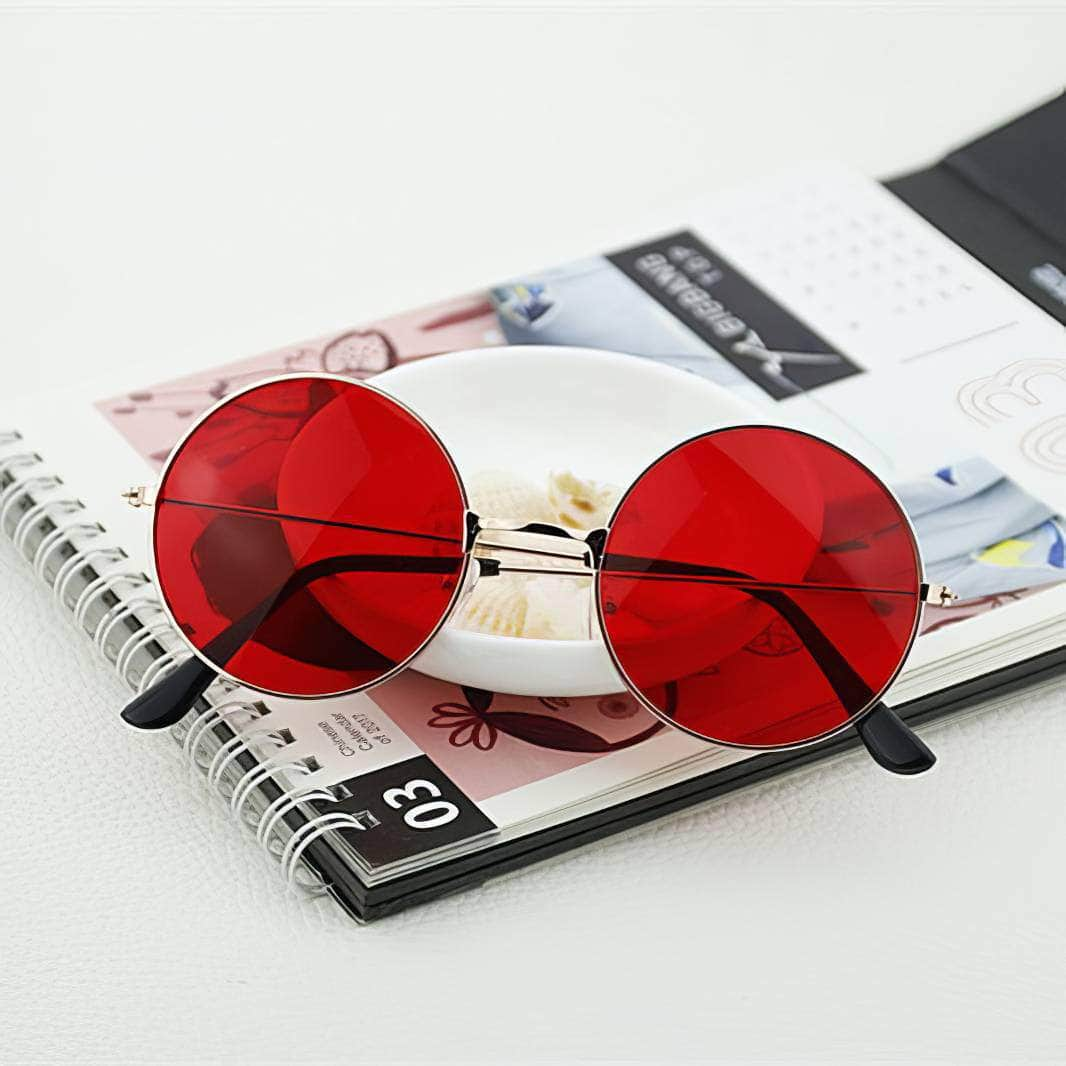 Round Double Colour Sunglasses Red/Black / Resin