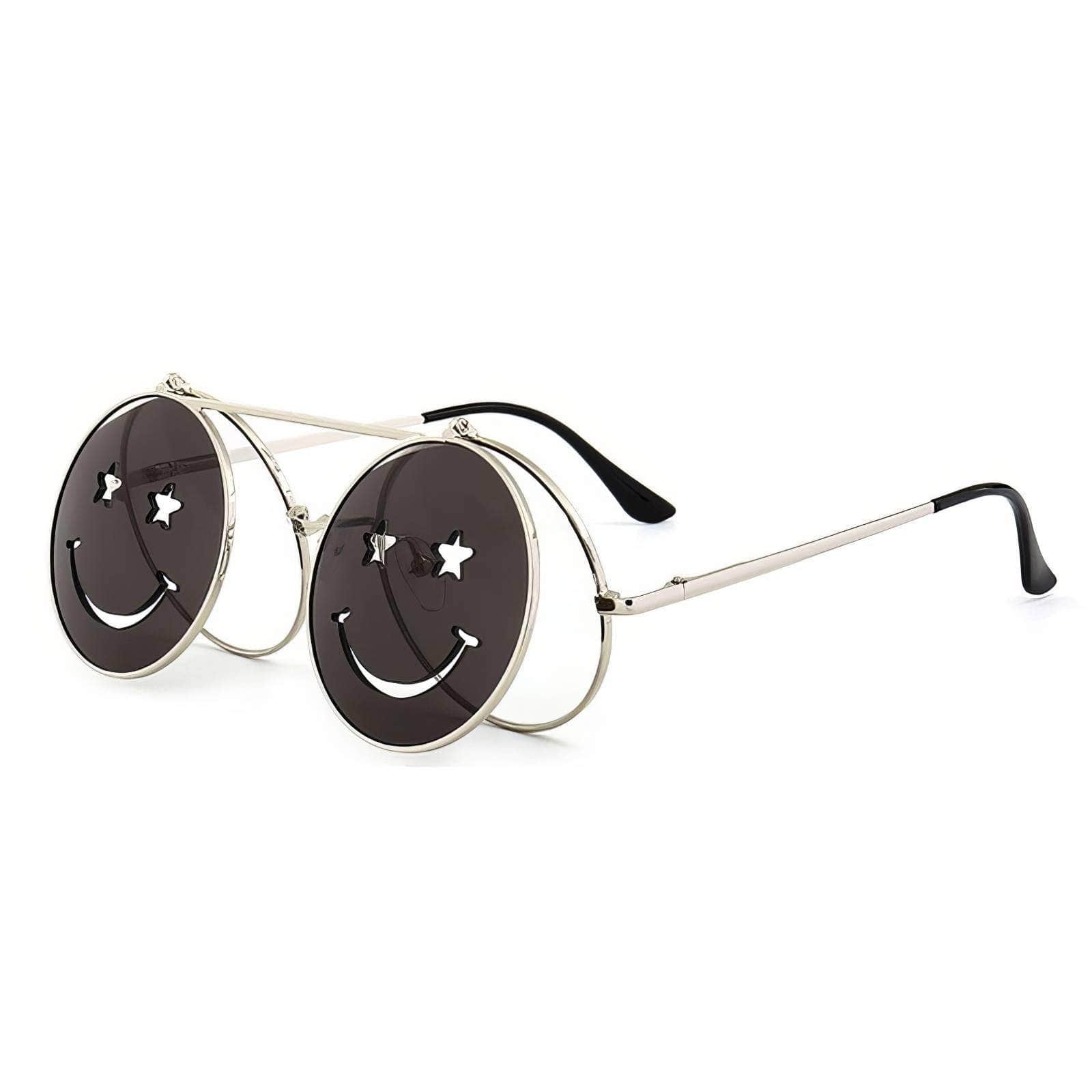 Round Flip Sunglasses White/ White / Resin