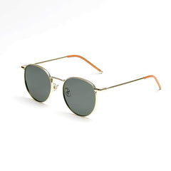 Round Metal Polarised Sunglasses Green/gold / Resin