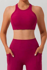 Round Neck Racerback Active Tank Deep Rose / S