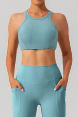 Round Neck Racerback Active Tank Pastel  Blue / S