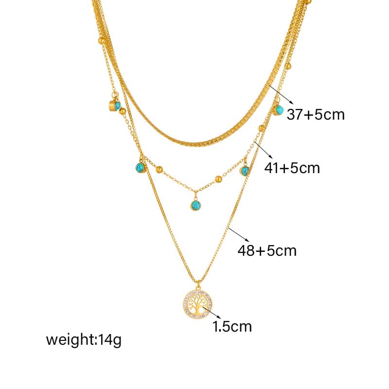 Round Tree Trendy Pendant 3in1 Necklace N2268