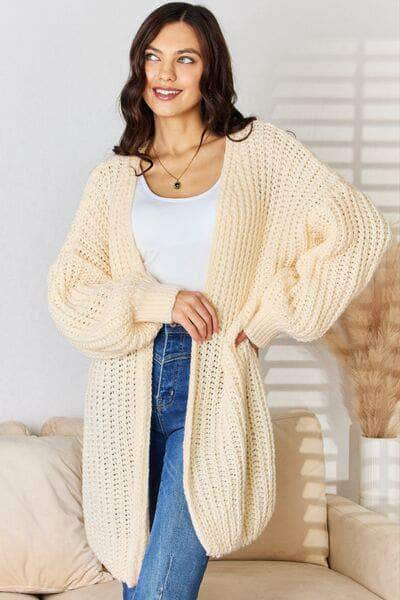 Rousseau Oversized Open Front Knit Cardigan Cream / S