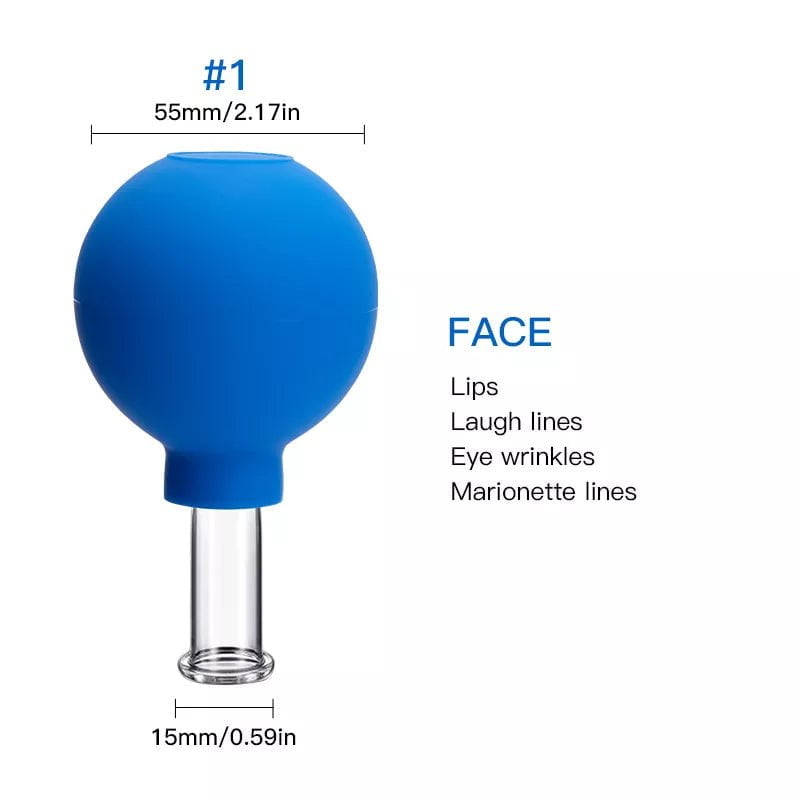 Rubber Face Massager - Vacuum Cupping for Skin Lifting, Anti-Cellulite, and Anti-Wrinkle blue01(Face)