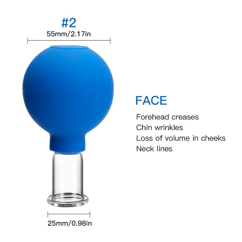 Rubber Face Massager - Vacuum Cupping for Skin Lifting, Anti-Cellulite, and Anti-Wrinkle blue02(Face)