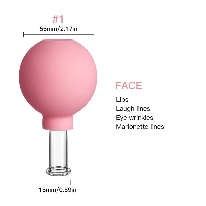 Rubber Face Massager - Vacuum Cupping for Skin Lifting, Anti-Cellulite, and Anti-Wrinkle pink01(Face)