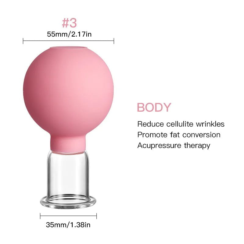 Rubber Face Massager - Vacuum Cupping for Skin Lifting, Anti-Cellulite, and Anti-Wrinkle pink03(Body)