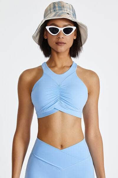 Ruched Crisscross Active Tank Pastel  Blue / S