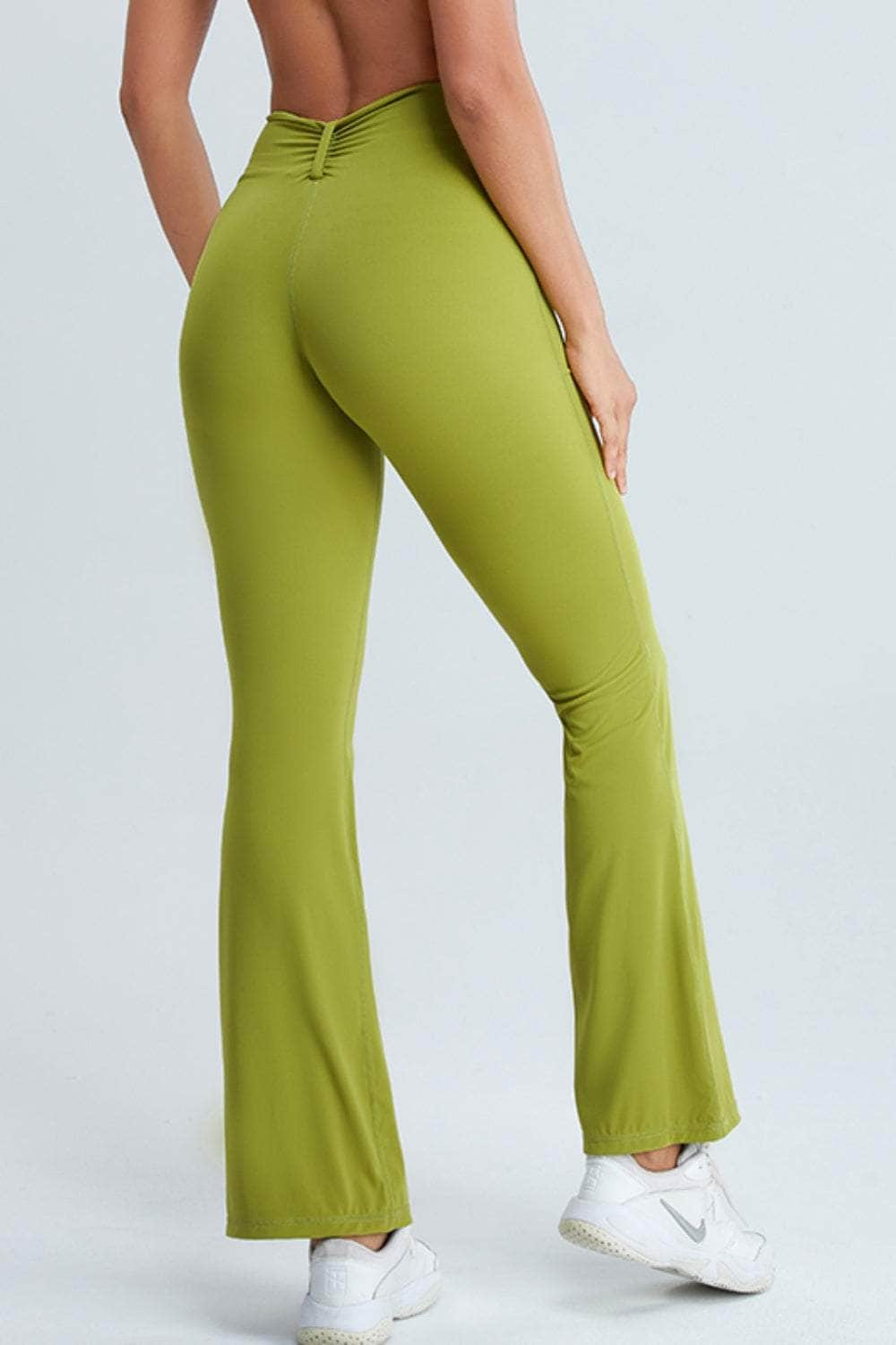 Ruched High Waist Active Pants Chartreuse / S