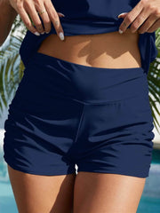 Ruched Mid-Rise Waist Swim Shorts Navy / S