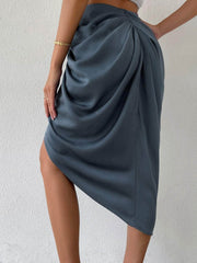 Ruched Slit High Wiast Skirt