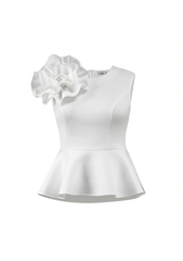 Ruffled Detail Sleeveless Peplum Top