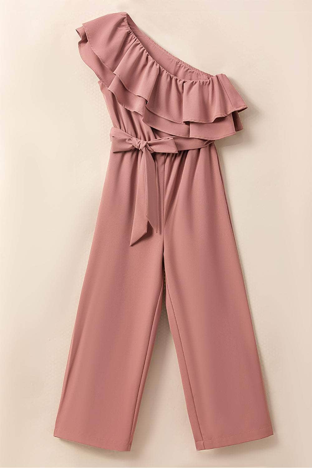 Ruffled Tied One-Shoulder Jumpsuit
