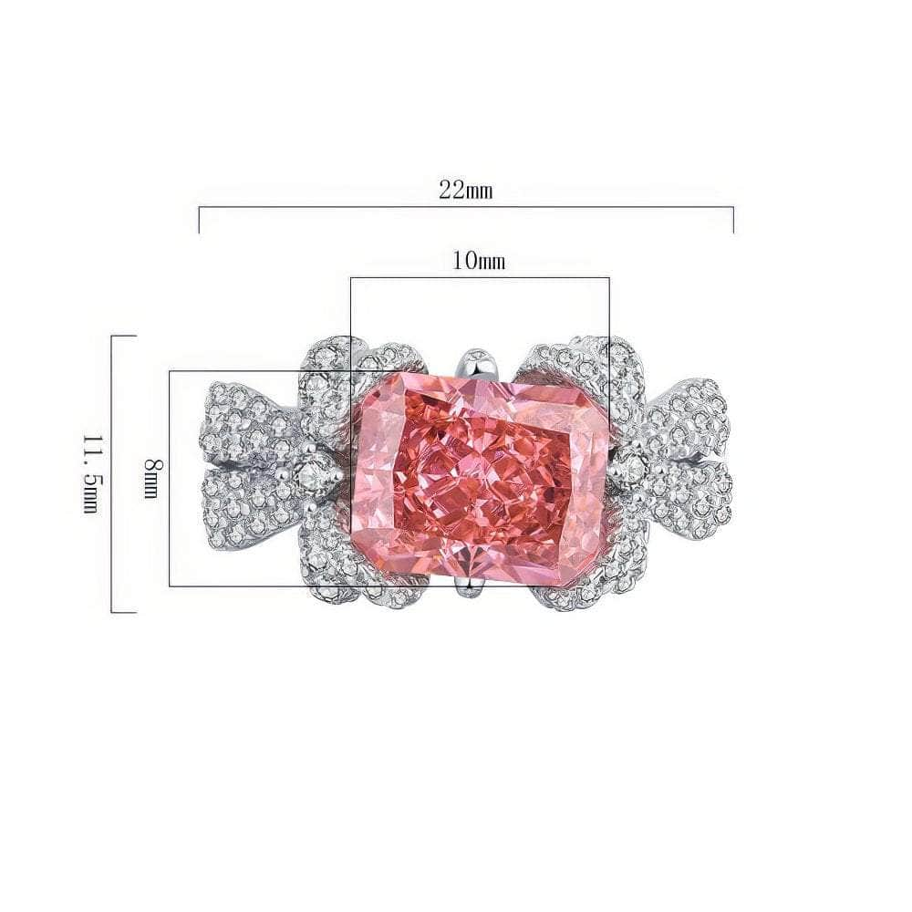 S925 Lab Simulated Diamond Crystal Padparadscha Floral Deco Ring