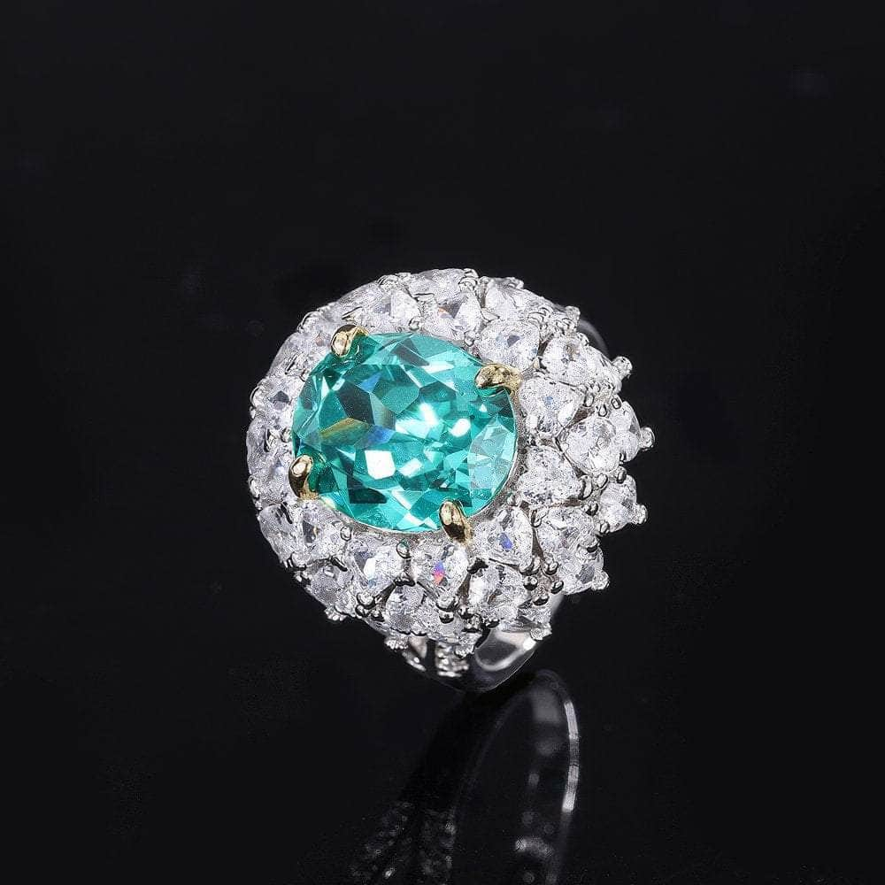 S925 Silver Lab Created Tourmaline Cushion Cut 14K Gold Halo Ring