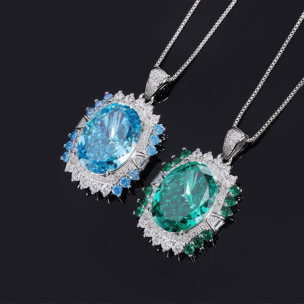 S925 Silver Lab Grown Simulated Swiss Topaz Gemstone Necklace