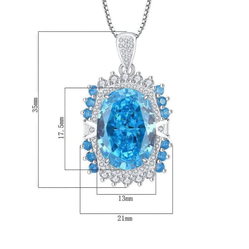S925 Silver Lab Grown Simulated Swiss Topaz Gemstone Necklace