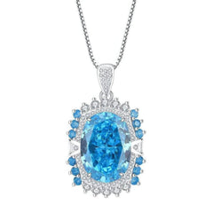 S925 Silver Lab Grown Simulated Swiss Topaz Gemstone Necklace