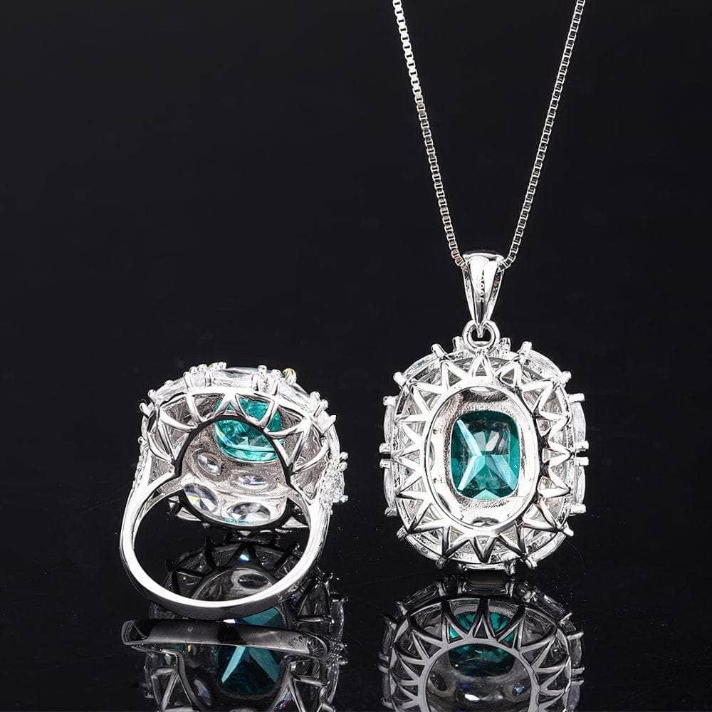 S925 Sterling Silver Lab Created Tourmaline Jewelry Set