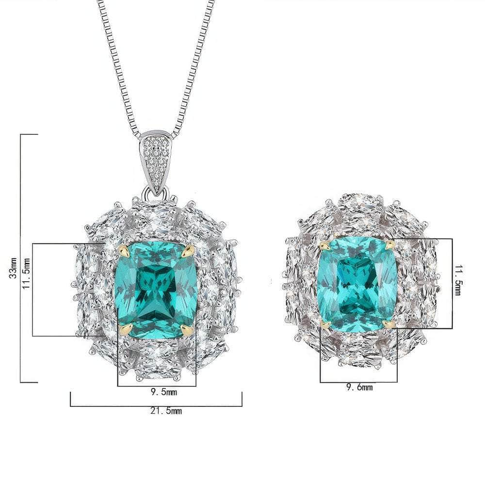 S925 Sterling Silver Lab Created Tourmaline Jewelry Set