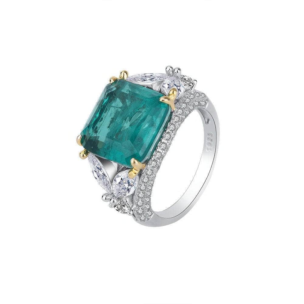 S925 Sterling Silver Lab Grown Emerald Diamond Gemstone Ring 5 US / Emerald