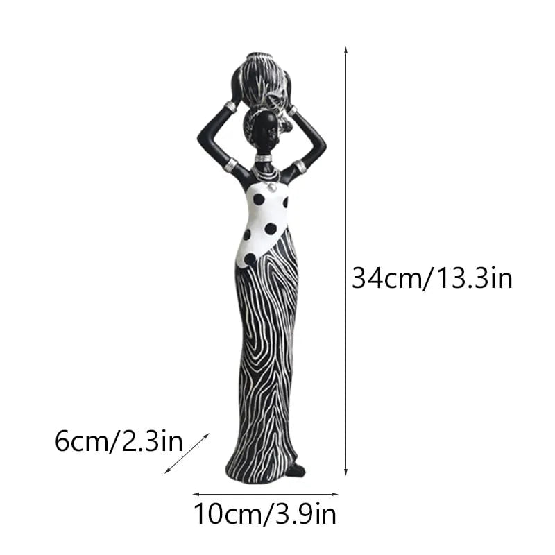 SAAKAR Resin Painted Black Women Statue Decor - Retro Figurines Holding Pottery Pots for Home, Bedroom, Desktop Collection stand-black