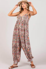 SAGE + FIG Multi Paisley Print Sleeveless Jumpsuit Mauve / S