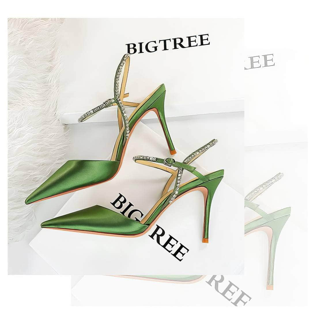 Satin Rhinestone Embellished Strap Stiletto Sandals