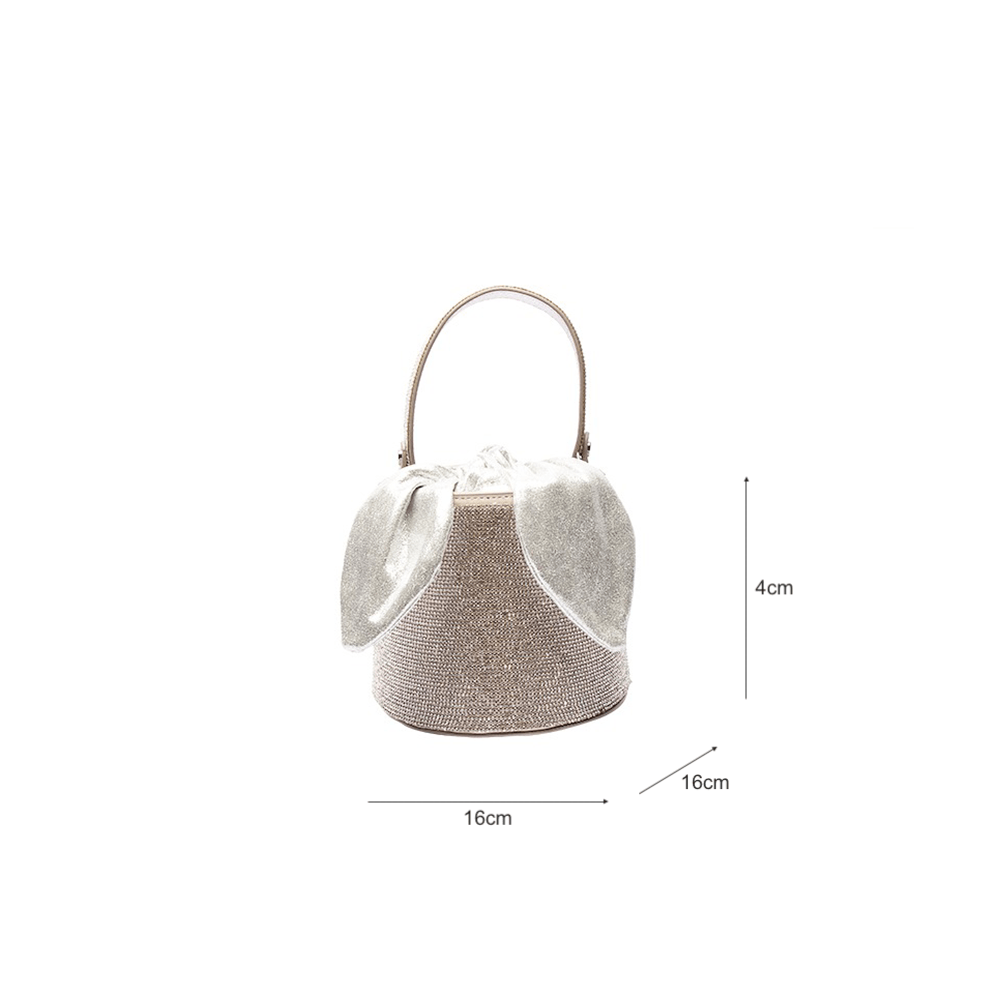 Scarf-Detailed Diamante Top Handle Bucket Bag