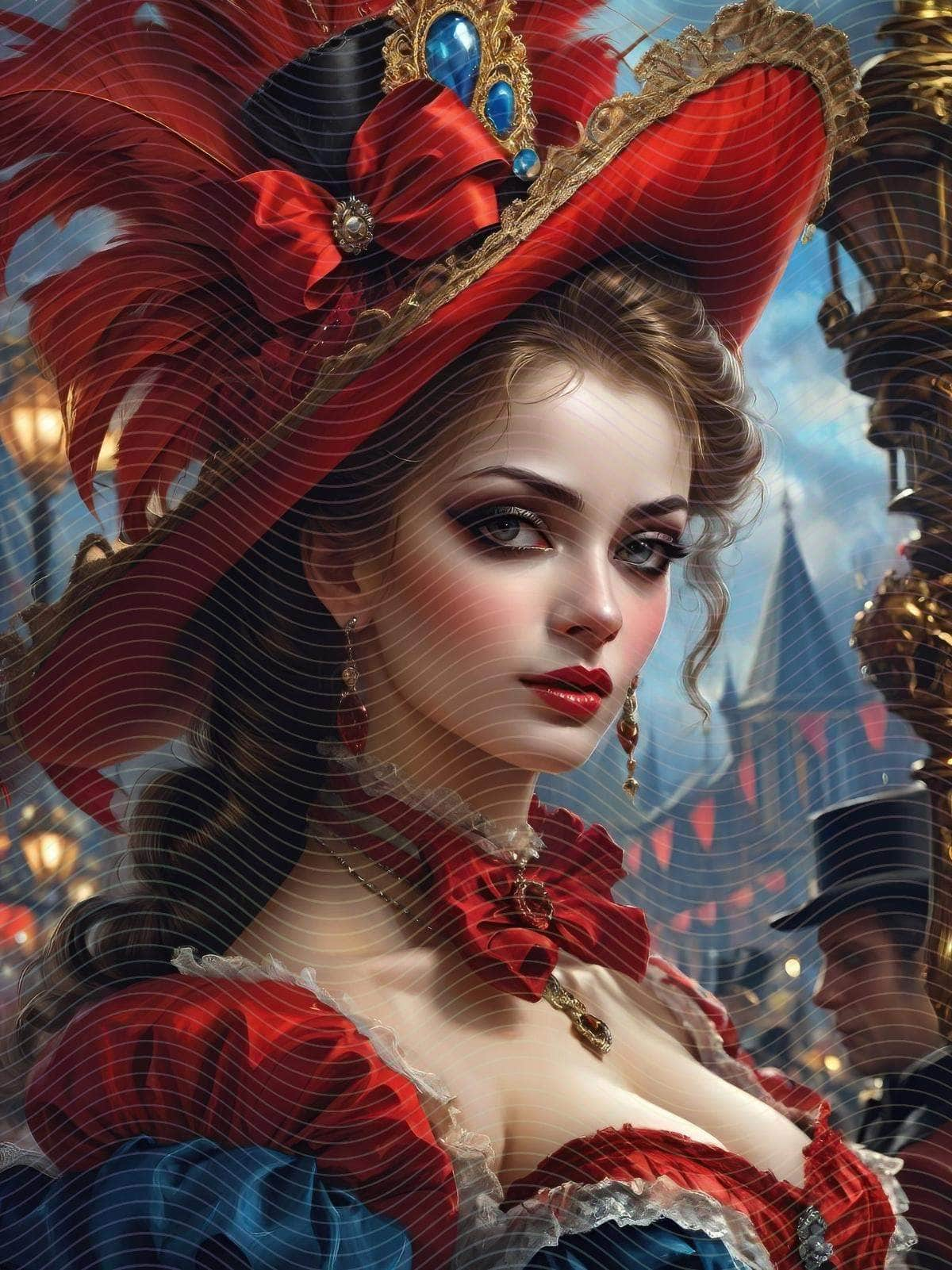 Scarlet Roses Victorian Woman