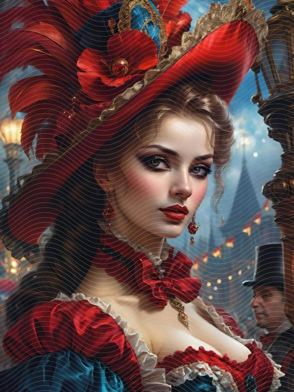 Scarlet Roses Victorian Woman