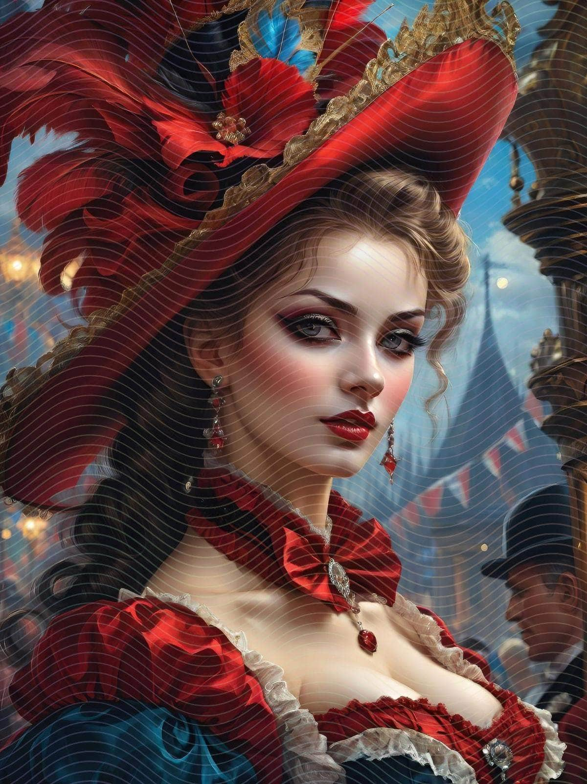 Scarlet Roses Victorian Woman