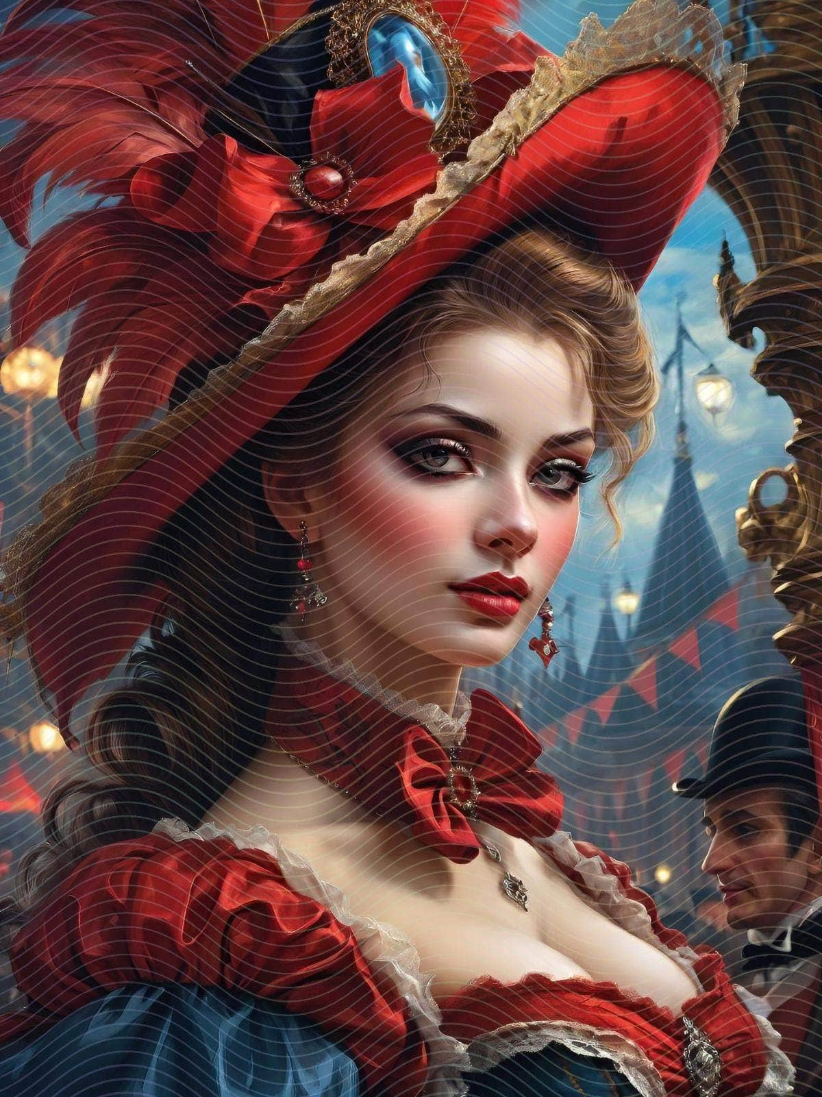 Scarlet Roses Victorian Woman