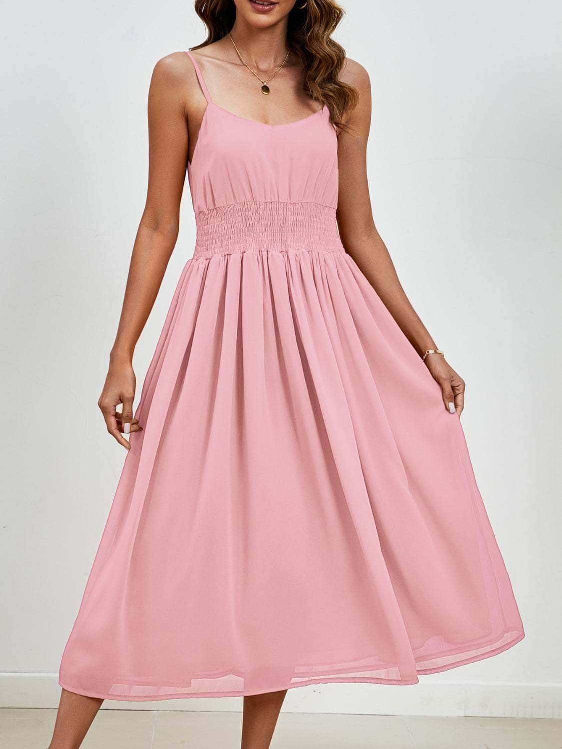 Scoop Neck Midi Cami Dress Blush Pink / S