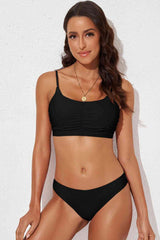 Scoop Neck Sleeveless Swim Set Black / S