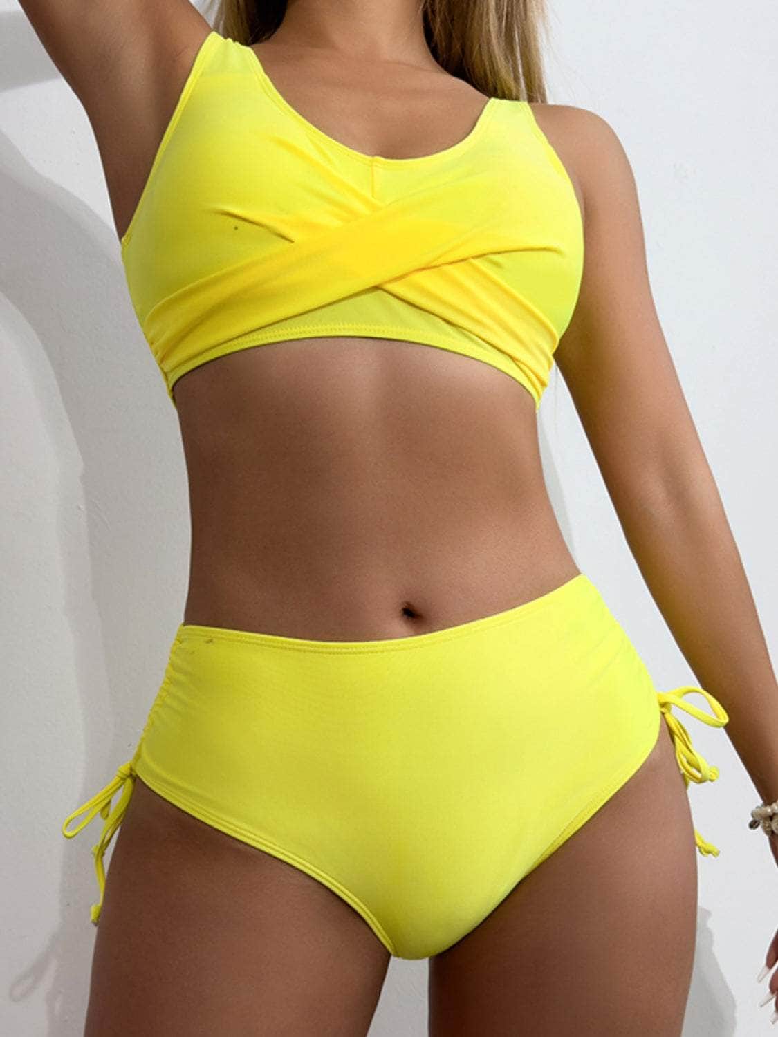 Scoop Neck Wide Strap Bikini Set Canary Yellow / S