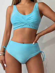 Scoop Neck Wide Strap Bikini Set Pastel  Blue / S