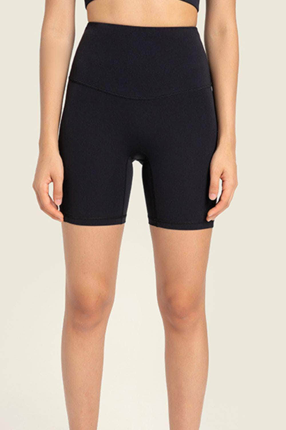 Seamless High-Rise Wide Waistband Biker Shorts Black / 4