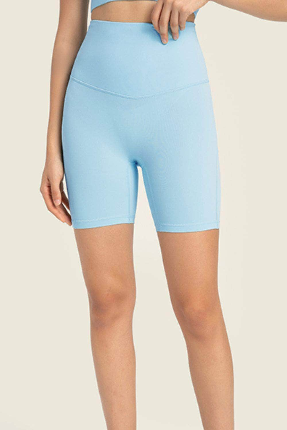 Seamless High-Rise Wide Waistband Biker Shorts Blue / 4