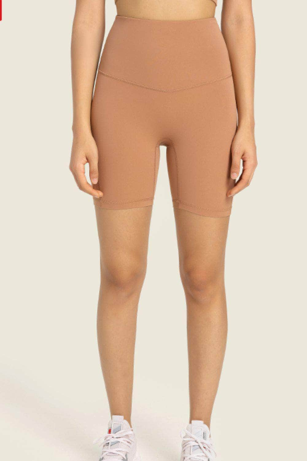 Seamless High-Rise Wide Waistband Biker Shorts Brown / 4