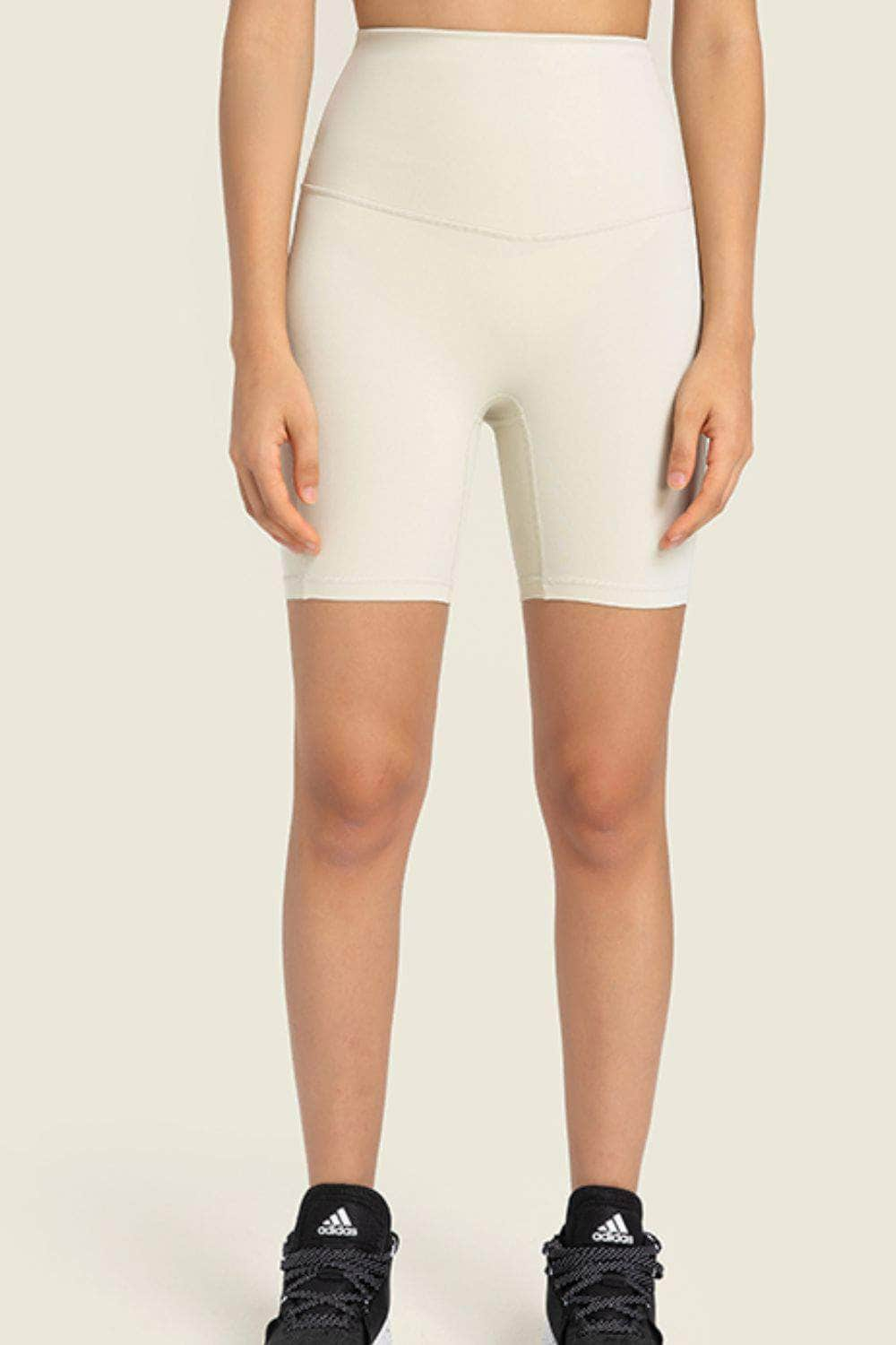 Seamless High-Rise Wide Waistband Biker Shorts White / 4