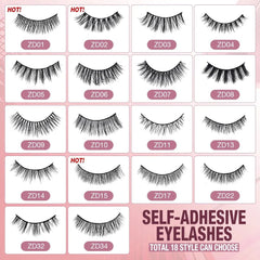 Self-Adhesive False Eyelashes: Reusable, Individual Lashes for Long Thick Volume, No Need for Glue, Eyelash Extension