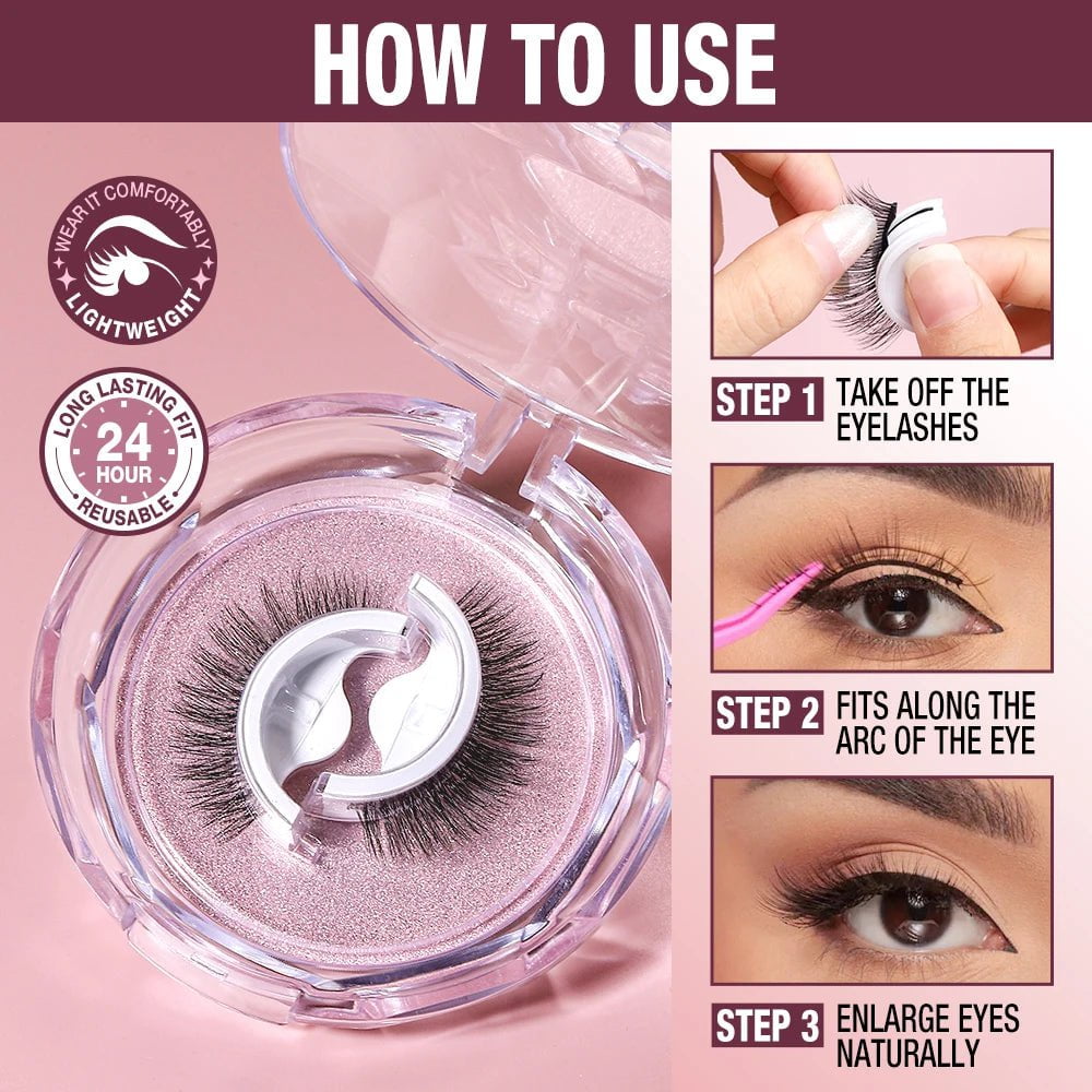 Self-Adhesive False Eyelashes: Reusable, Individual Lashes for Long Thick Volume, No Need for Glue, Eyelash Extension